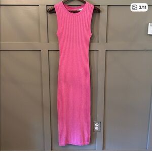House of Harlow 1960 Knit Open Back Metallic Pink Maxi Dress
